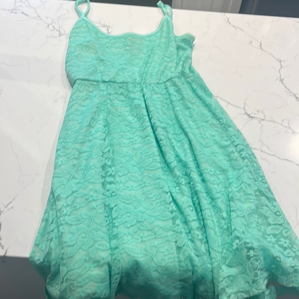 Turquoise blue spaghetti strap dress
